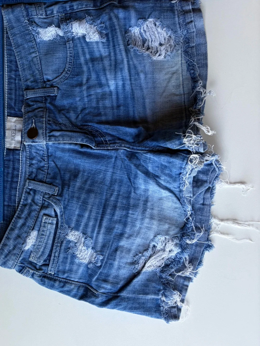 BKE Blue Distressed Denim Jean Shorts